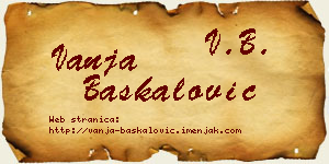 Vanja Baškalović vizit kartica